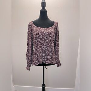 Loft women’s burgundy blouse long sleeve Size M